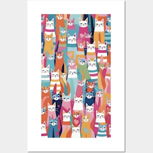 Chromatic Cat Convergence: A Kaleidoscope of Colorful Patterns Posters and Art